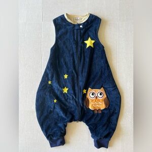 Navy Blue Owl Sleeveless Baby Romper